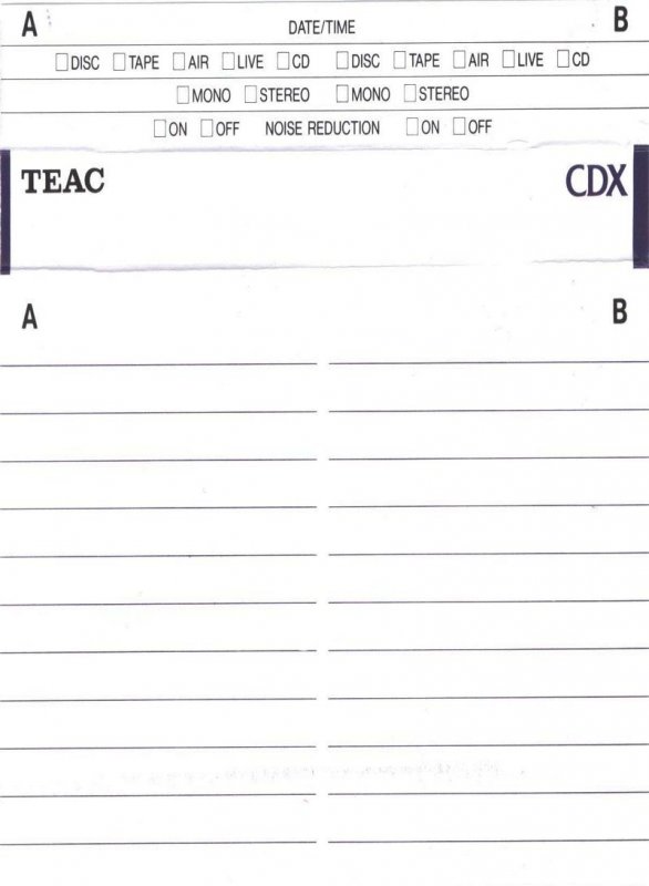 Compact Cassette Teac CDX 90 Type I Normal 1990 Europe