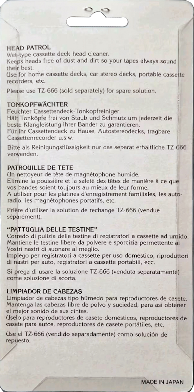 Blister Teac "Head Patrol QP-001" Cleaning Cassette 1986 Europe