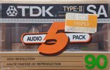5 pack TDK SA 90 Type II Chrome 1987 North America