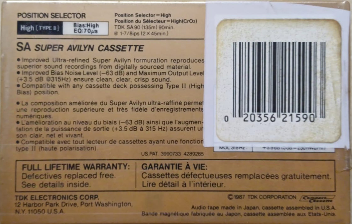 5 pack TDK SA 90 Type II Chrome 1987 North America