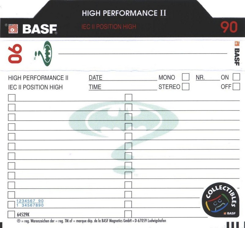 Compact Cassette BASF High Performance II 90 "Batman Forever Edition I" Type II Chrome 1995 Europe