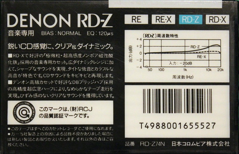 Compact Cassette Denon RD-Z 74 "RD-Z74N" Type I Normal 1988 Japan