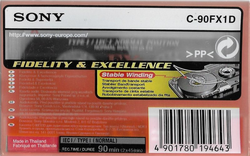 Compact Cassette Sony FX 90 "C-90FX1D" Type I Normal 1999 Worldwide