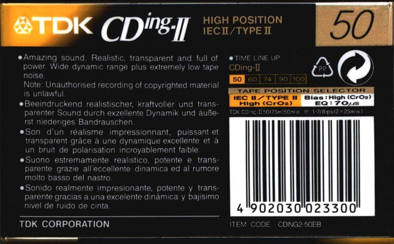 Compact Cassette: TDK  - CDing-II 50