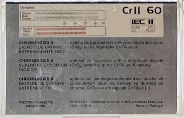 Compact Cassette Sonovox Cr II 60 Type II Chrome 1985 Portugal