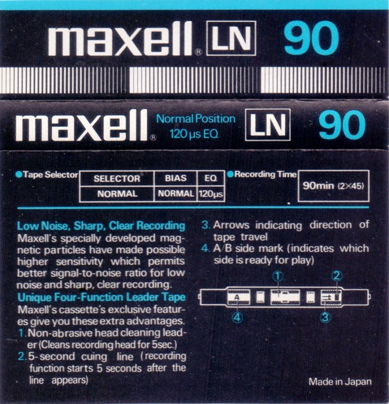 Compact Cassette Maxell LN 90 "For Music Recording" Type I Normal 1980 Europe