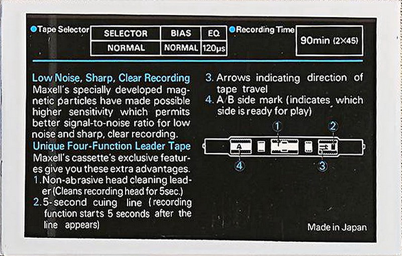Compact Cassette Maxell LN 90 "For Music Recording" Type I Normal 1980 Europe