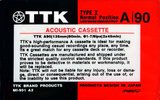 Compact Cassette TTK A 90 Type I Normal 1986 Worldwide