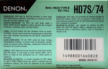 Compact Cassette Denon HD7S 74 Type II Chrome 1990 Europe
