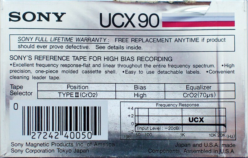 Compact Cassette Sony UCX 90 Type II Chrome 1985 USA