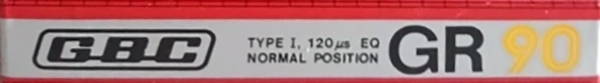 Compact Cassette GBC GR 90 Type I Normal 1985 Europe