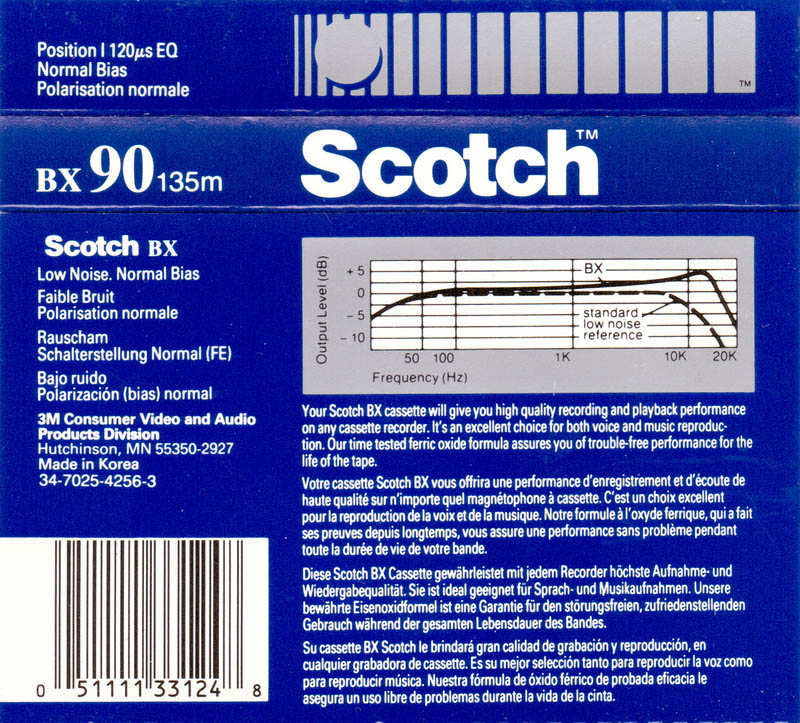 Compact Cassette Scotch BX 90 Type I Normal 1990 North America