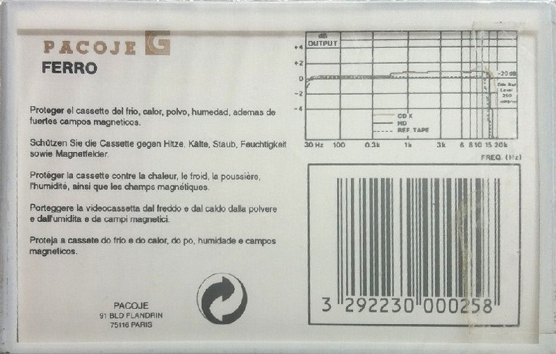 Compact Cassette Pacoje CD-X Ferro 60 Type I Normal 1987 Europe