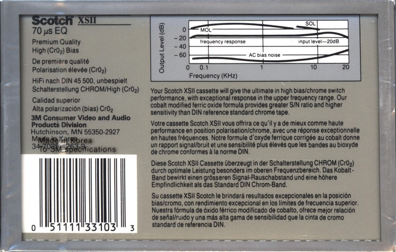 Compact Cassette Scotch XS II 60 Type II Chrome 1990 Worldwide