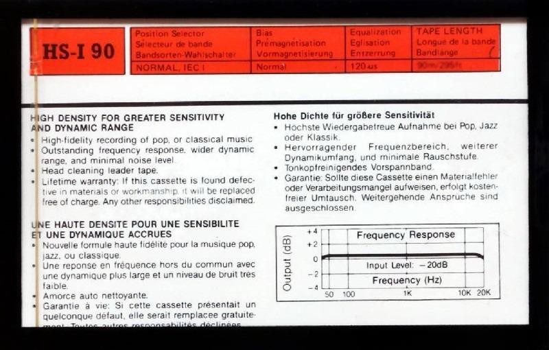Compact Cassette Audio Star HS-I 90 Type I Normal 1988 Europe