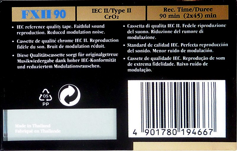 Compact Cassette Sony FX 90 "C-90FX2A" Type II Chrome 1995 Europe