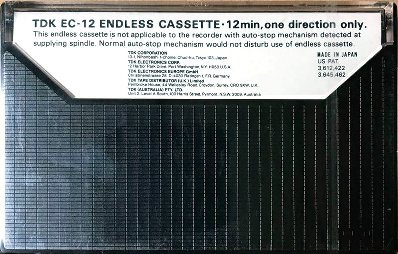 Compact Cassette TDK EC Endless 12 Type I Normal 1978 Australia, Europe