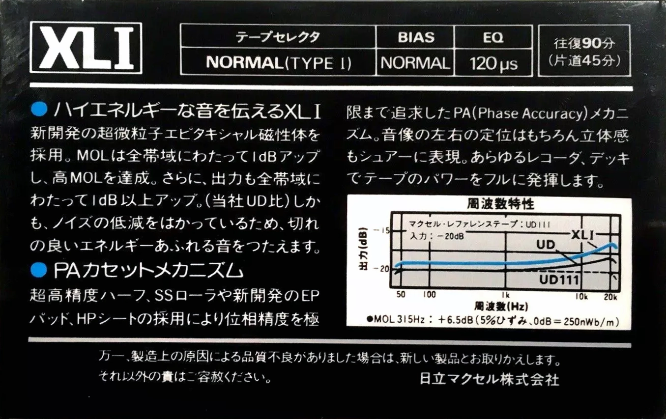 Compact Cassette Maxell XLI 90 Type I Normal 1982 Japan