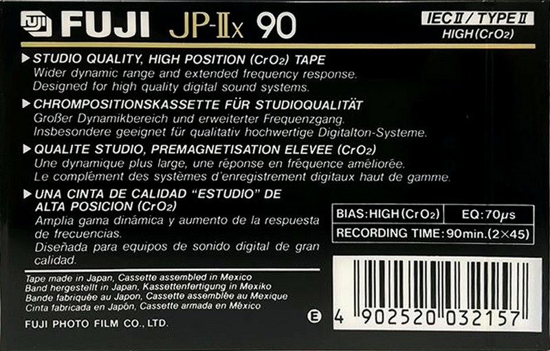 Compact Cassette Fuji JP-IIx 90 Type II Chrome 1989 Europe