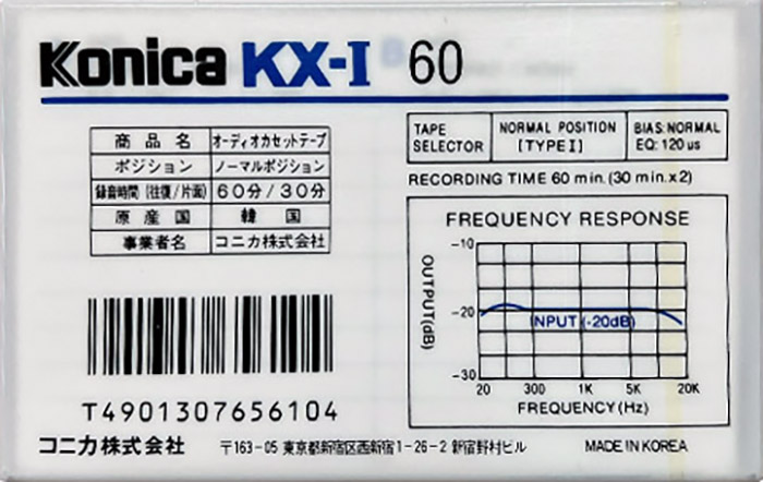 Compact Cassette Konica KX-I 60 Type I Normal 1988 Japan