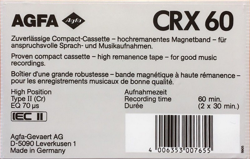 Compact Cassette: AGFA  - CRX 60