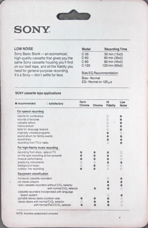 Compact Cassette: Sony  -  60