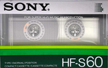 Compact Cassette Sony HF-S 60 Type I Normal 1985 Europe