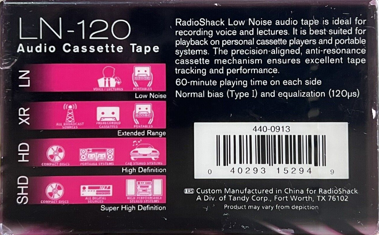 2 pack Radio Shack LN 120 Type I Normal 1997 USA