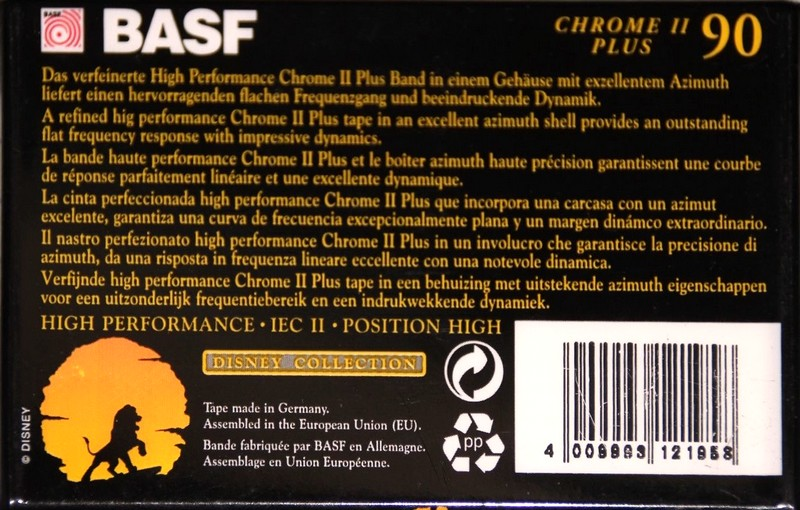 Compact Cassette BASF Chrome II Plus 90 "The Lion King Edition I" Type II Chrome 1995 Europe