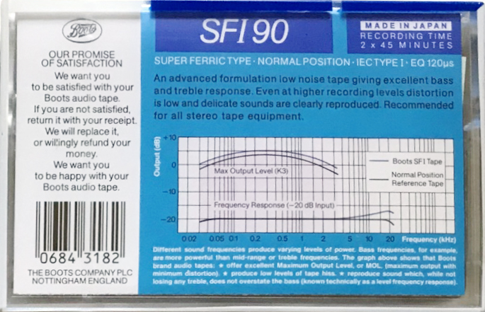 Compact Cassette Boots / Boots Audio SFI 90 Type I Normal 1988 UK