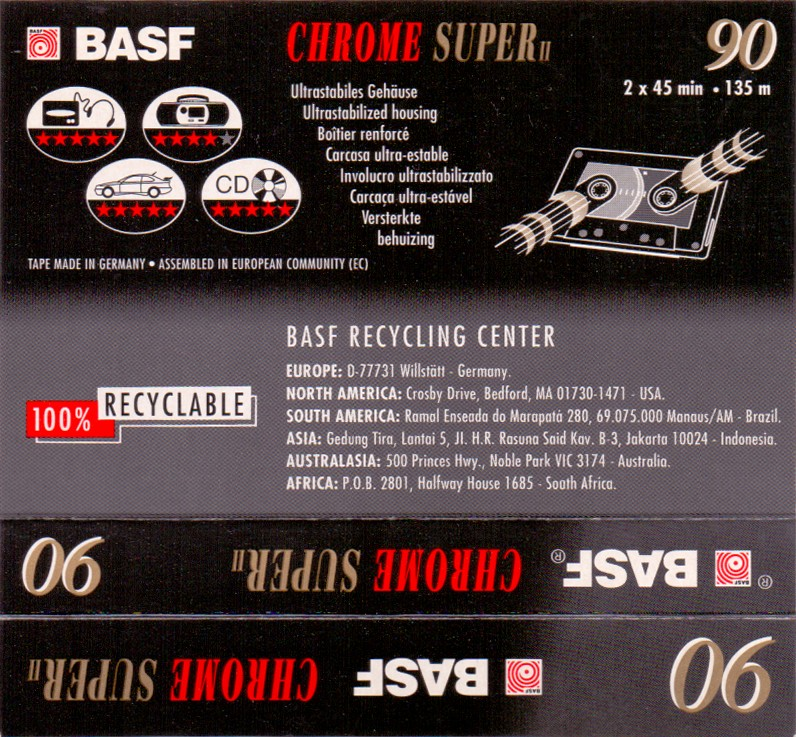 Compact Cassette BASF Chrome Super II 90 Type II Chrome 1991 Germany
