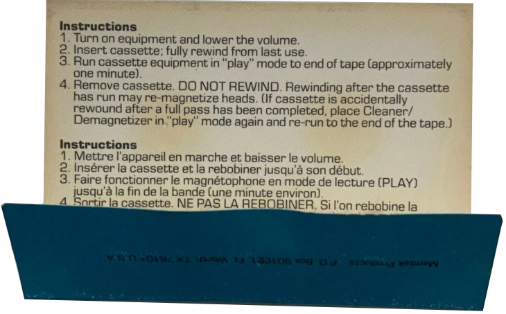 Compact Cassette Memorex Head Demagnetiser USA