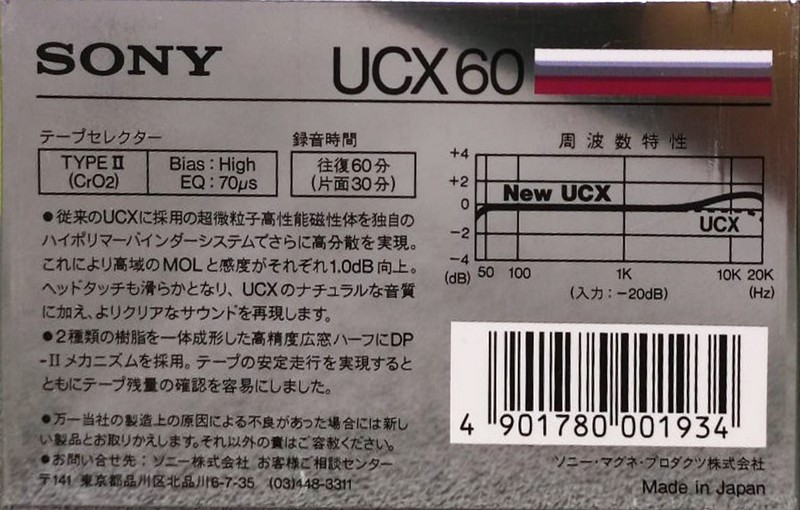 Compact Cassette: Sony  - UCX 60