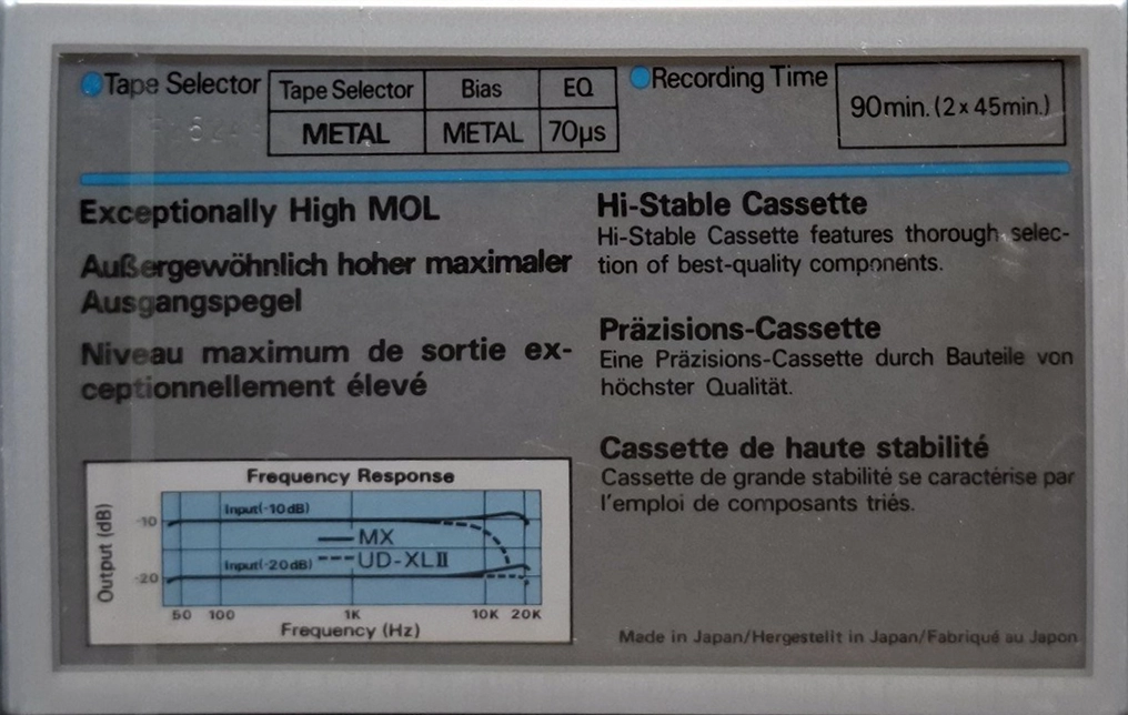 Compact Cassette Maxell MX 90 Type IV Metal 1980 Europe