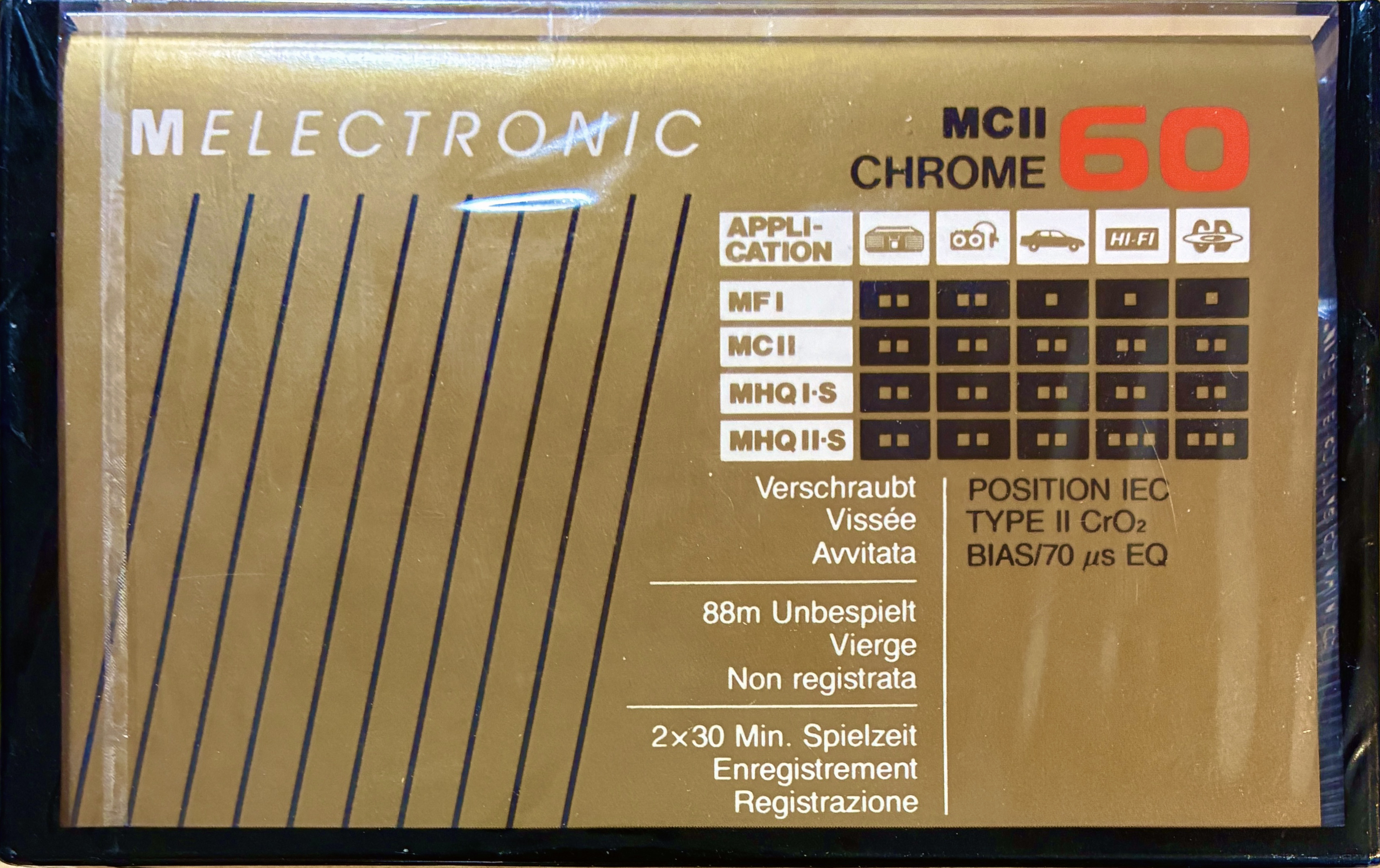 Compact Cassette Melectronic MC II 60 Type II Chrome 1987 Switzerland