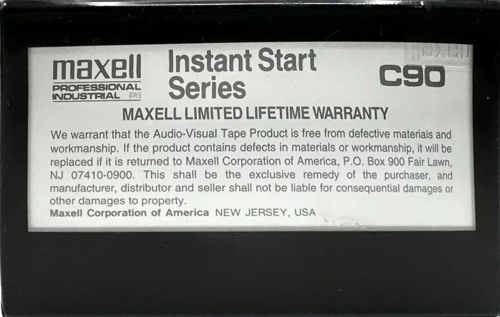 Compact Cassette Maxell Professional Industrial P/I 90 Type I Normal 1996 USA