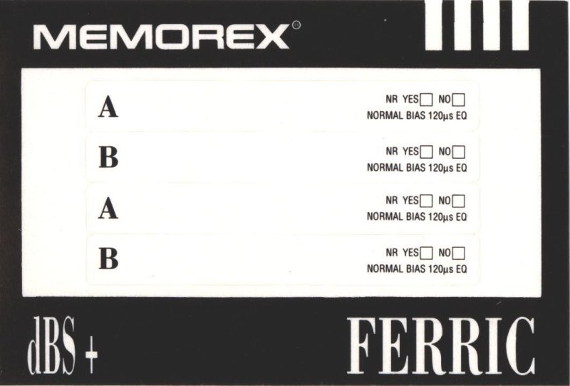 Compact Cassette Memorex dBS+ 60 Type I Normal 1991 Europe