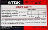 Compact Cassette TDK A 90 Type I Normal 1988 Europe