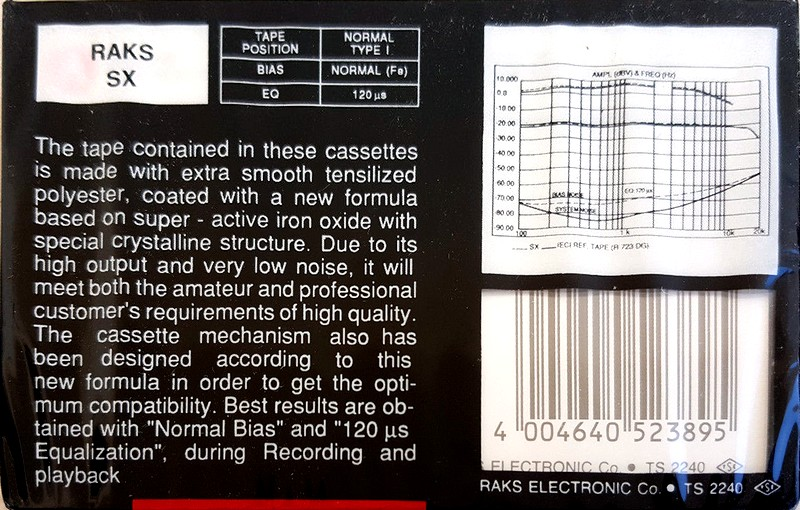 Compact Cassette RAKS SX 90 Type I Normal 1990 Europe