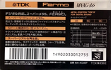 Compact Cassette TDK MA-XG 46 "MA-XG46F Fermo" Type IV Metal 1990 Japan