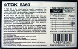Compact Cassette TDK SA 60 Type II Chrome 1986 Australia, Europe