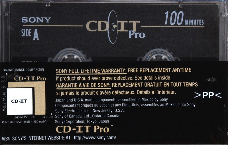 Compact Cassette: Sony  - CD-IT PRO 100