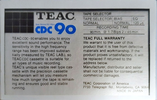 Compact Cassette Teac CDC 90 Type I Normal 1983 USA