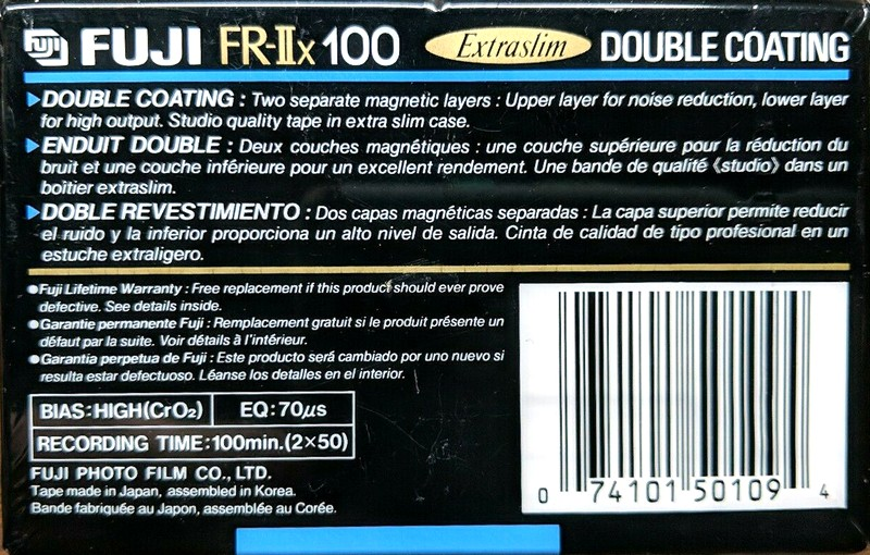 Compact Cassette Fuji FR-IIx 100 Type II Chrome 1992 North America