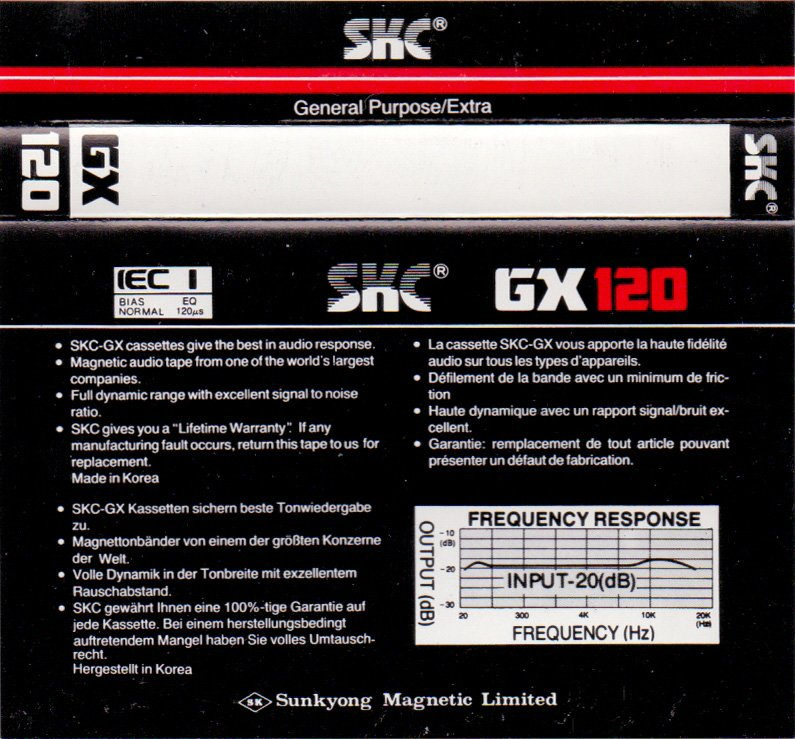 Compact Cassette SKC GX 120 Type I Normal 1984 Europe