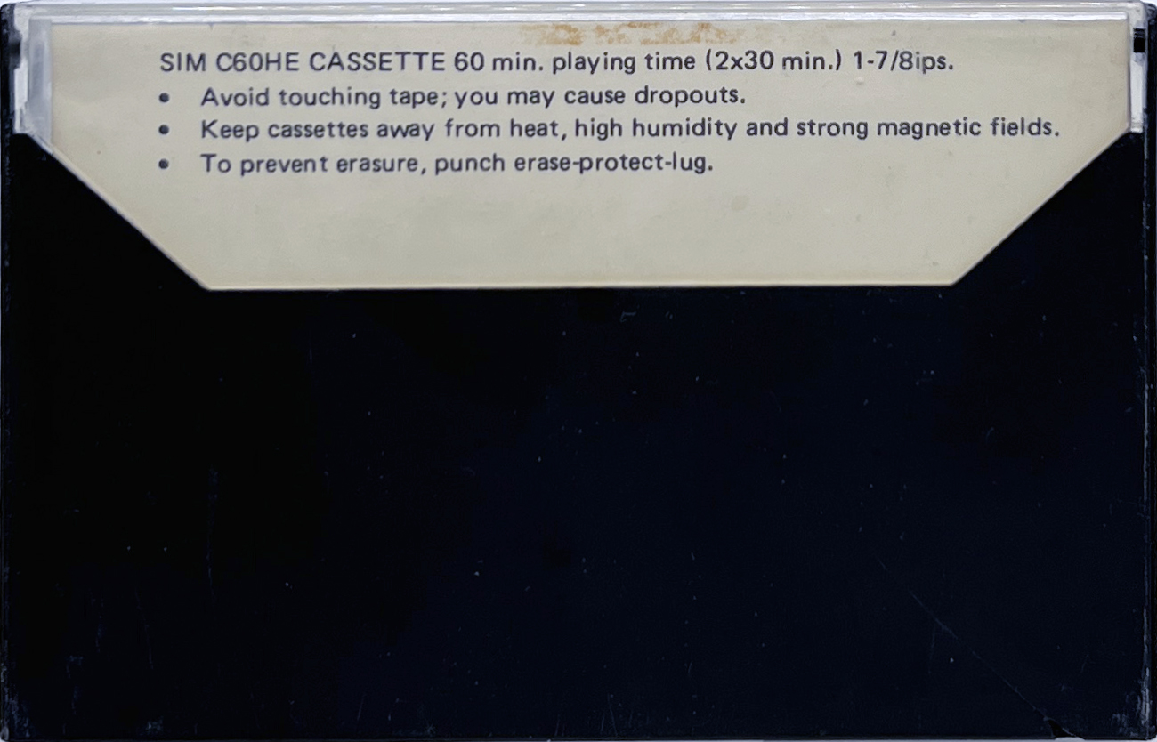 Compact Cassette Sim 60 "High Energy" Type I Normal 1978 Hong Kong