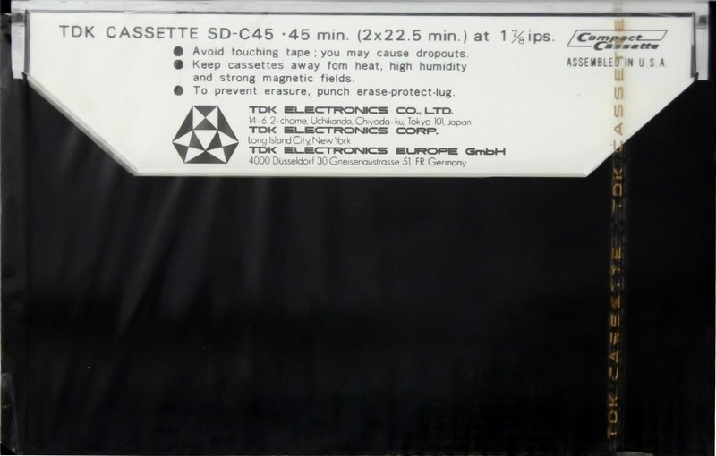 Compact Cassette TDK SD 45 Type I Normal 1973 USA