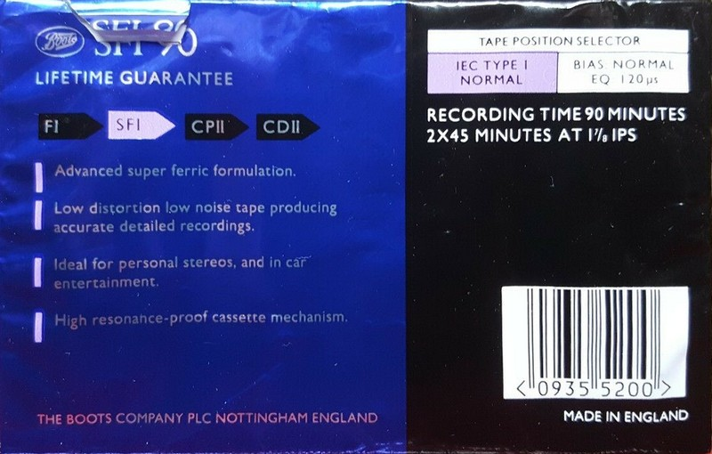 Compact Cassette Boots / Boots Audio SFI 90 Type I Normal 1991 UK
