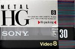 Video8, Hi8, Digital8 Sony HG 30 "P6-30HG" Type IV Metal 1991 Japan