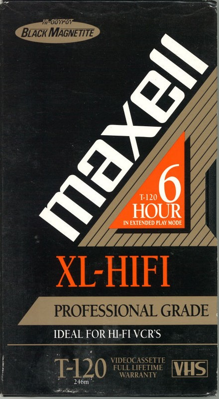 VHS, Video Home System Maxell XL-HIFI 120 "T-120 XL-HIFI" Type II Chrome 1992 North America